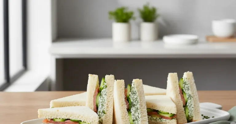Sanduíche de pepino, cream cheese e dill