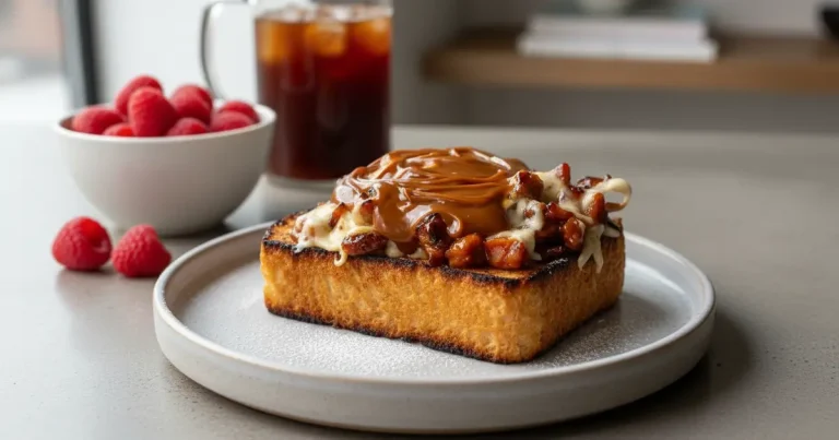 Toast de Doce de Leite com Bacon e Queijo Defumado