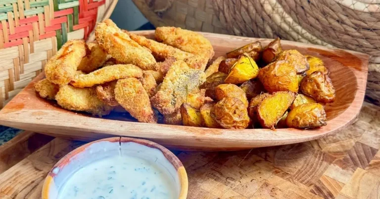 Tilápia crocante com batatas na air fryer