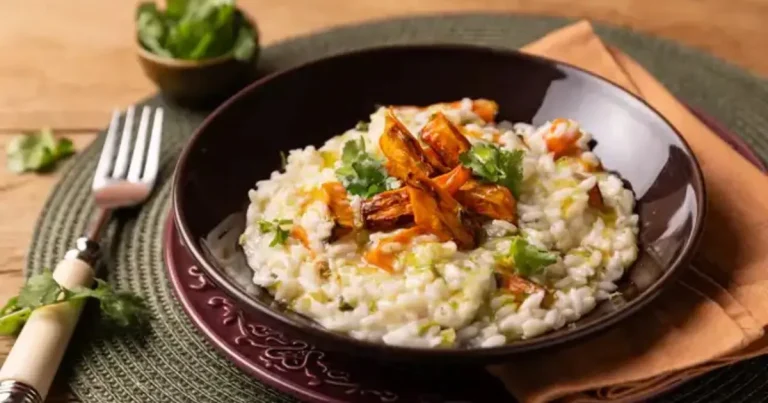 Risoto de queijo com cenoura assada na air fryer