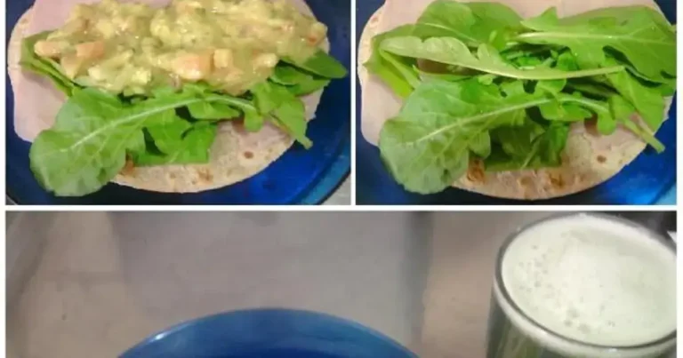 Wrap integral com rúcula, presunto magro e guacamole
