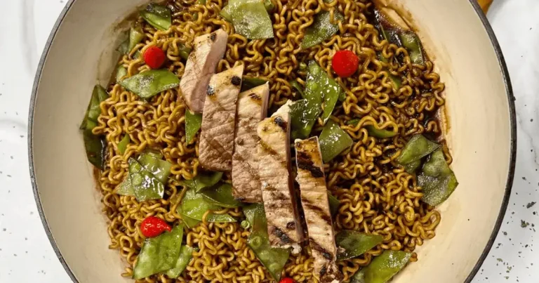 Foto da receita de Picanha suína com macarrão à chinesa