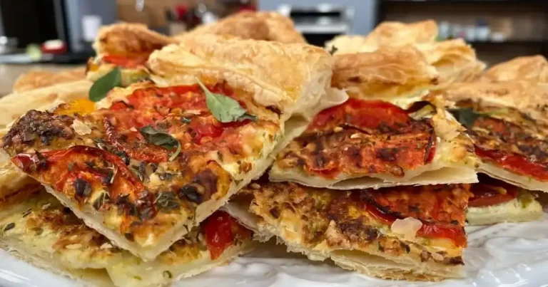 Foto da receita de Torta de massa folhada de abobrinha e tomate
