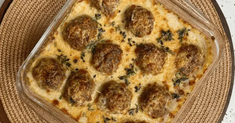 Foto da receita de Almôndega gratinada e recheada com batata