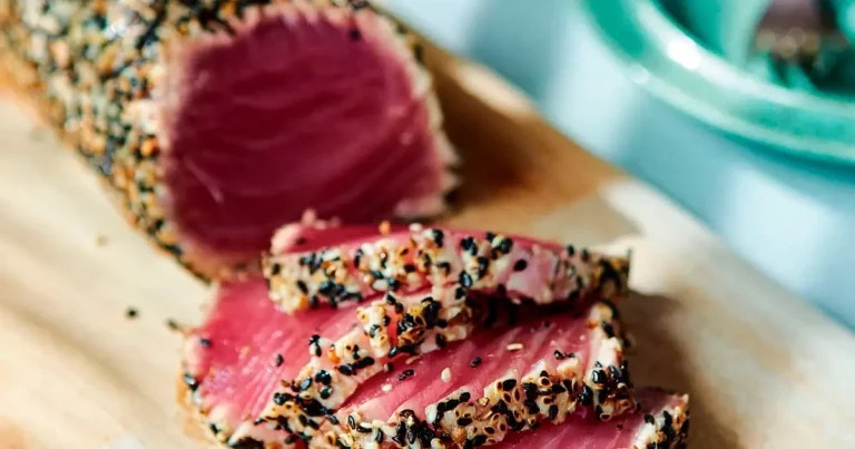 Foto da receita de Atum na crosta de gergelim