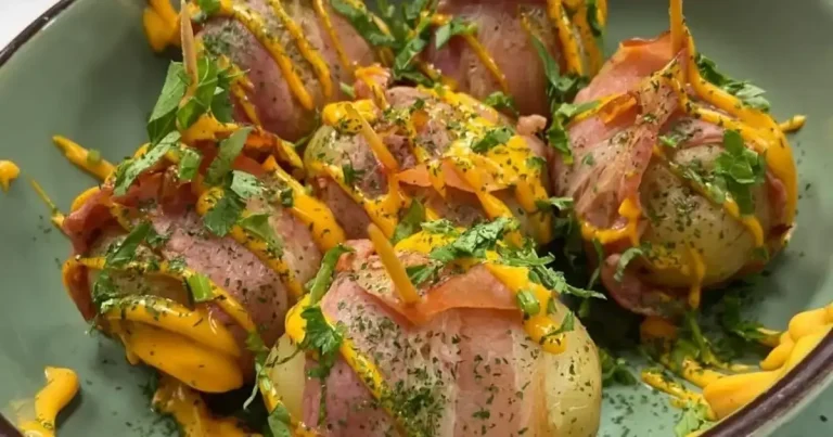 Foto da receita de Batata bolinha com bacon e molho cheddar