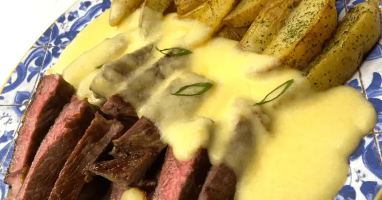 Foto da receita de Contrafilé no alho com batata na frigideira