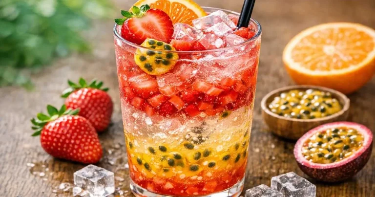 Foto da receita de Drink de morango com maracujá sem álcool