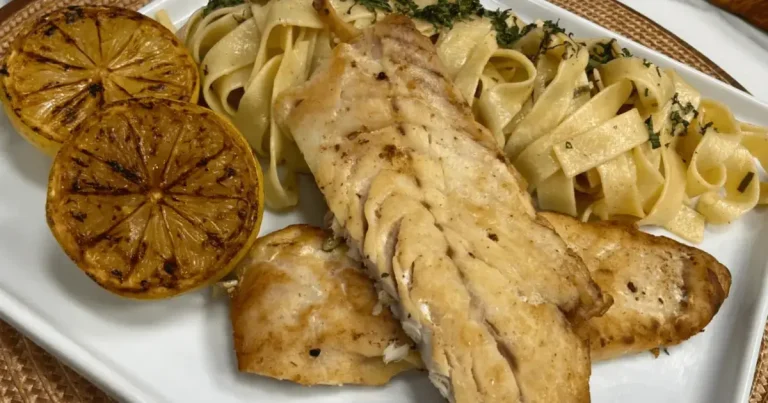 Foto da receita de Fettuccine ao limone com peixe grelhado
