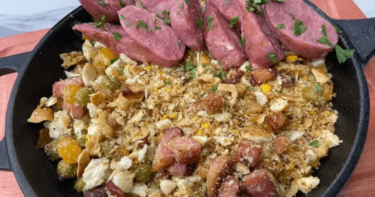 Foto da receita de Linguiça toscana com farofa de pão
