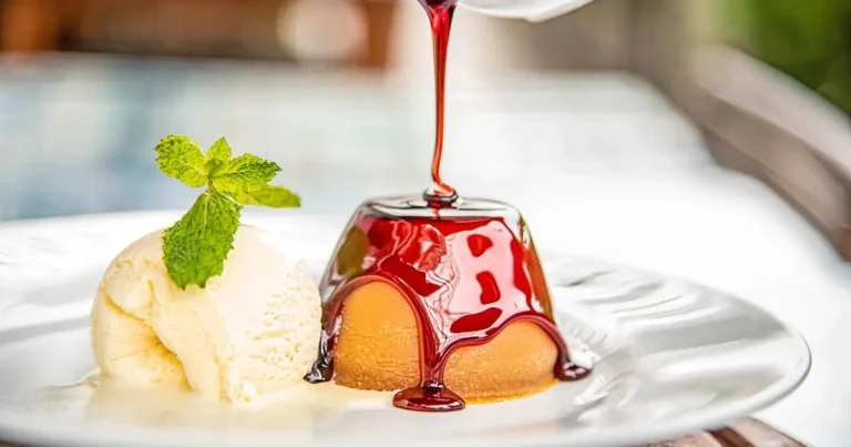 Foto da receita de Petit gateau com calda de vinho