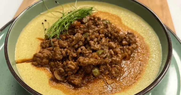 Foto da receita de Polenta de queijo com carne moída