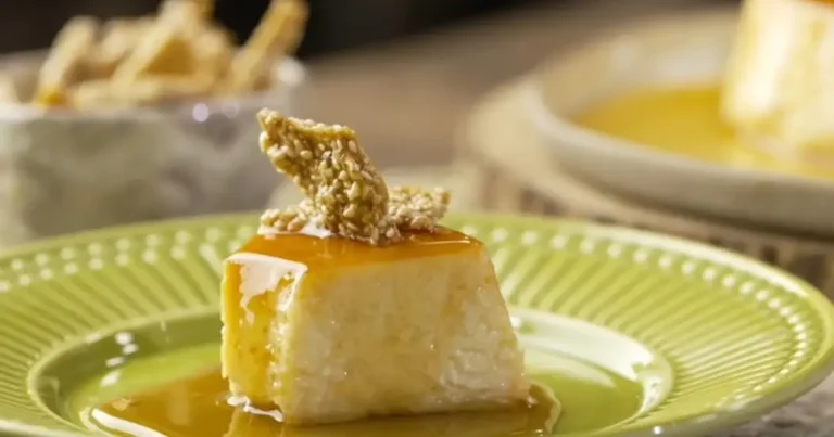 Foto da receita de Pudim de tahine com crocante de gergelim
