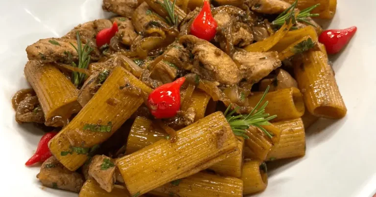 Foto da receita de Rigatoni ao molho de picadinho de frango