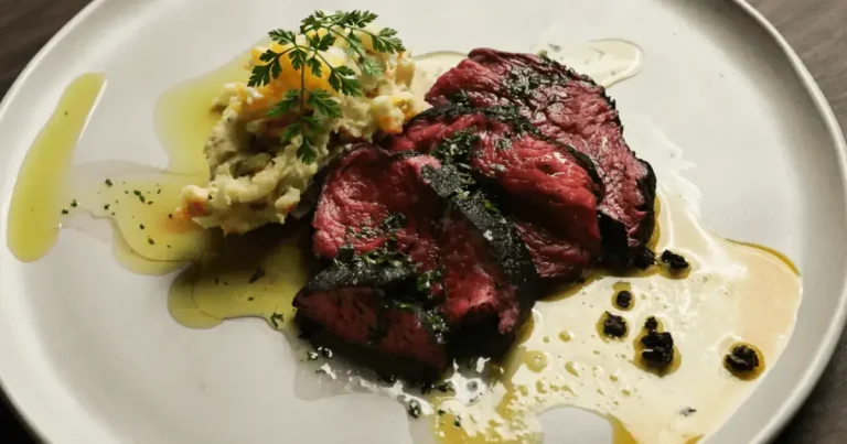 Foto da receita de Rosbife em crosta de lapsang souchong com salada de batatas