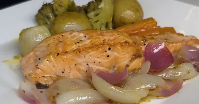 Foto da receita de Salmão com legumes