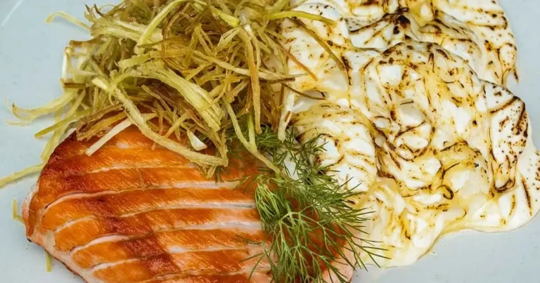 Foto da receita de Salmão grelhado com gratin de pupunha