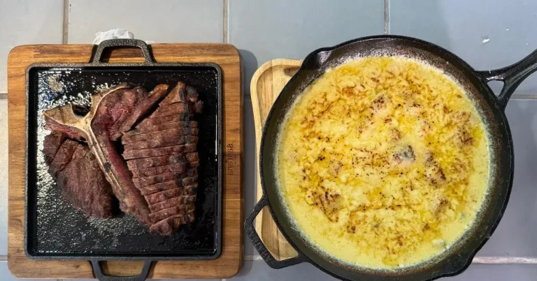 Foto da receita de T-bone na brasa com nhoque 4 queijos