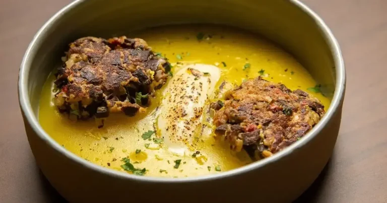 Foto da receita de Almôndegas de sarapatel com creme de mandioquinha