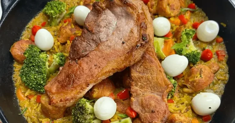 Foto da receita de Arroz caldoso com linguiça e filé de pernil