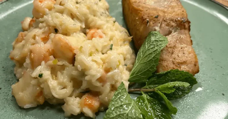 Foto da receita de Arroz cremoso com camarão e filé de pescada