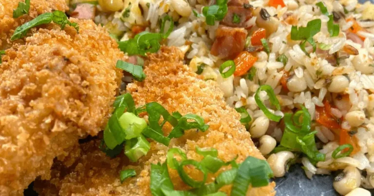 Foto da receita de Baião de dois com peixe empanado