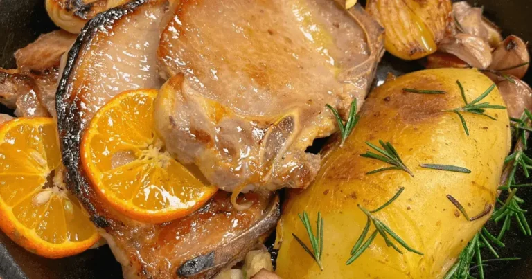 Foto da receita de Bisteca suína ao limone com batatas ao murro