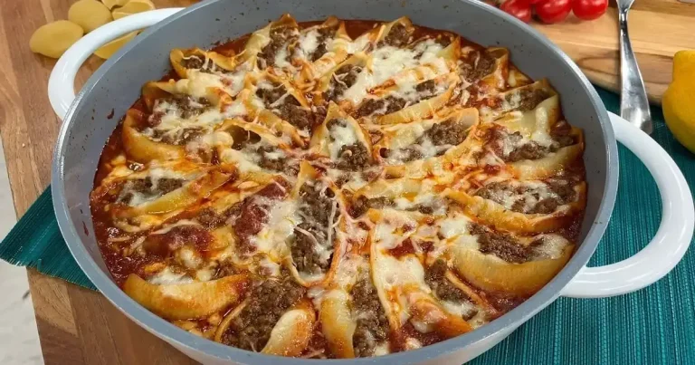 Foto da receita de Conchiglione recheado com ragu e queijo