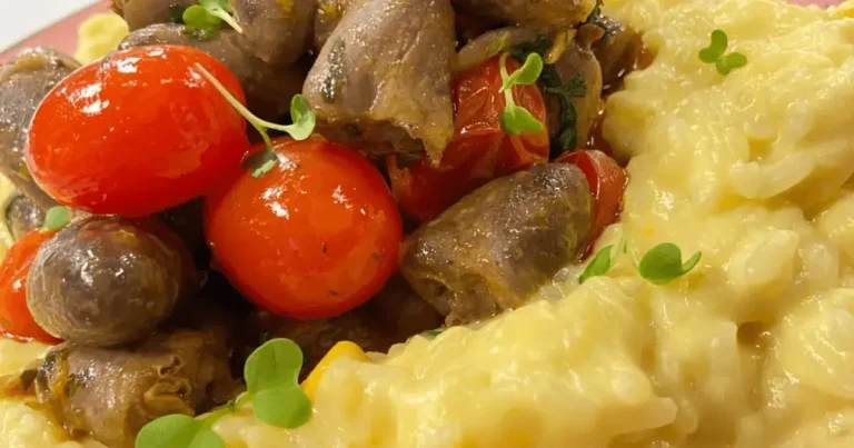 Foto da receita de Coração de frango grelhado e arroz cremoso com milho