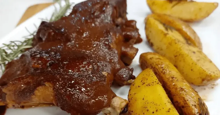 Foto da receita de Costelinha ao molho barbecue com batata salteada