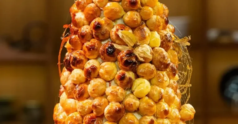 Foto da receita de Croquembouche de choux com creme de confeiteiro e toque de laranja
