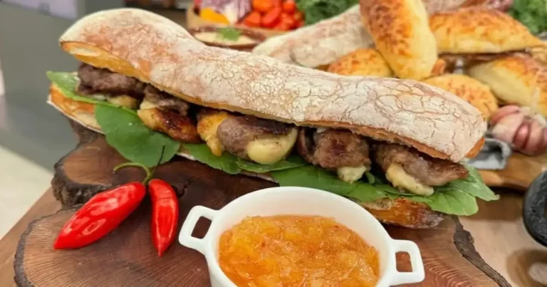 Foto da receita de Lanche de espetinho de queijo coalho com cupim e geleia de pimenta