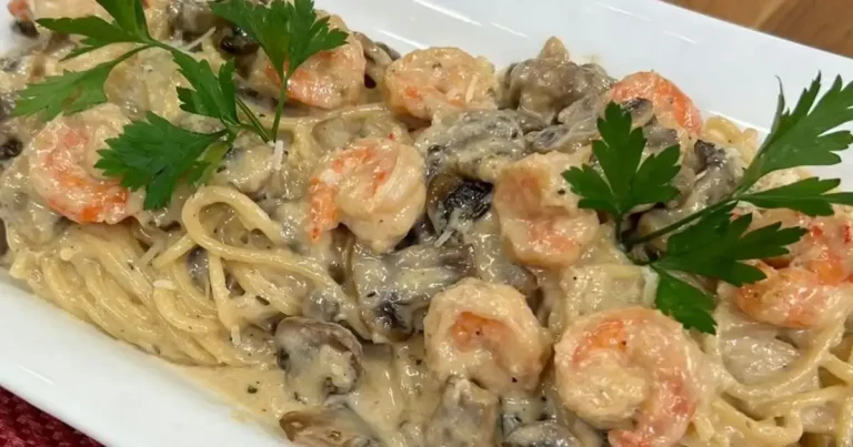 Foto da receita de Fettuccine cremoso com camarão e cogumelo