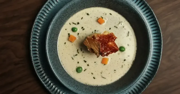 Foto da receita de Fondant de batata com velouté de frango