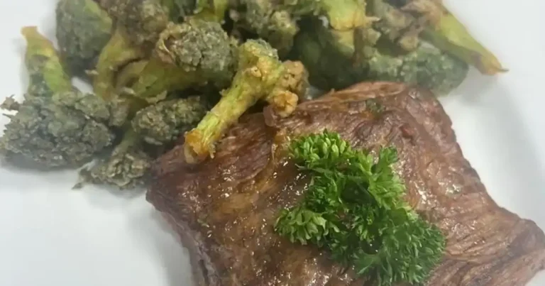 Foto da receita de Fraldinha ao molho argentino com brócolis fritos