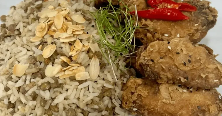 Foto da receita de Frango frito à moda oriental e arroz com lentilhas