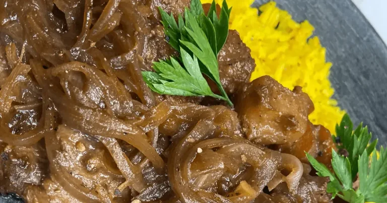 Foto da receita de Maminha ao molho de cerveja escura com cebola caramelizada