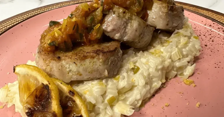 Foto da receita de Medalhão de filé mignon suíno com arroz al limone