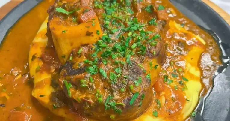 Foto da receita de Ossobuco com purê de batata e agrião