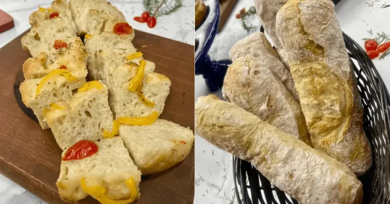 Pão ciabatta e focaccia