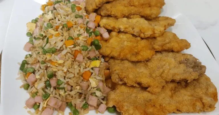 Foto da receita de Pernil à milanesa com arroz chop suey