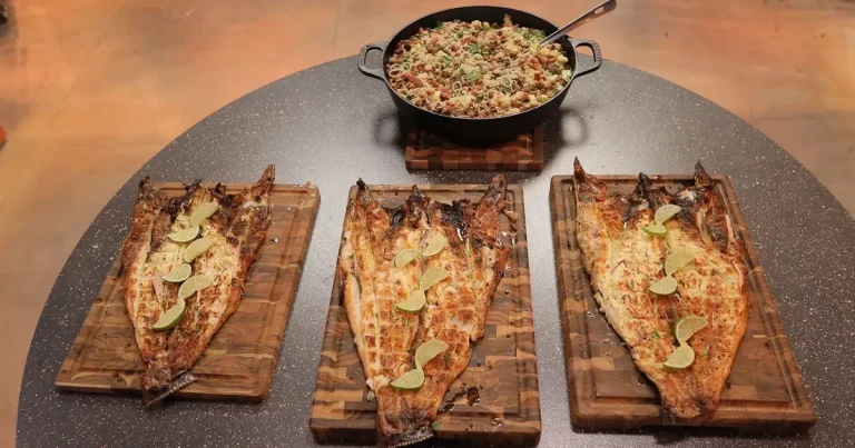 Foto da receita de Pintado na brasa e baião de dois