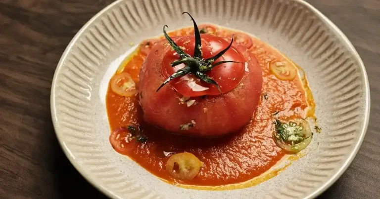 Foto da receita de Tomate recheado com cuscuz de couve-flor