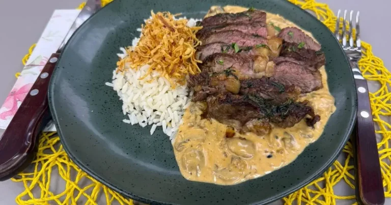 Foto da receita de Ancho com molho de cogumelo