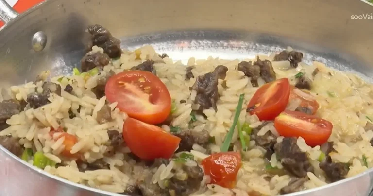 arroz caldoso com rabada desfiada