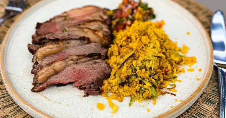 Foto da receita de Picanha defumada com carvão e farofa de abobrinha