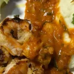Purê de batata com camarão