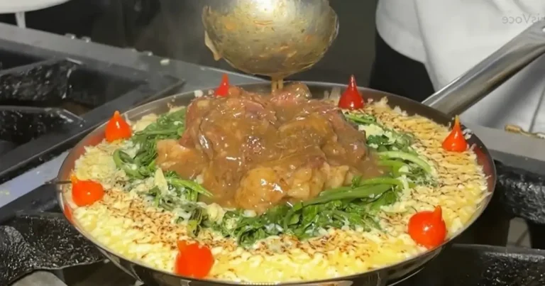 Rabada gratinada com polenta e agrião